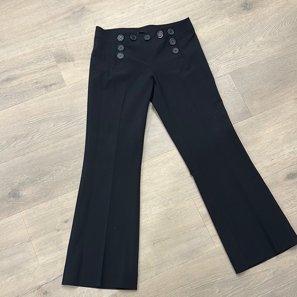 Stylish Black Wide-Leg Pants with Button Detail